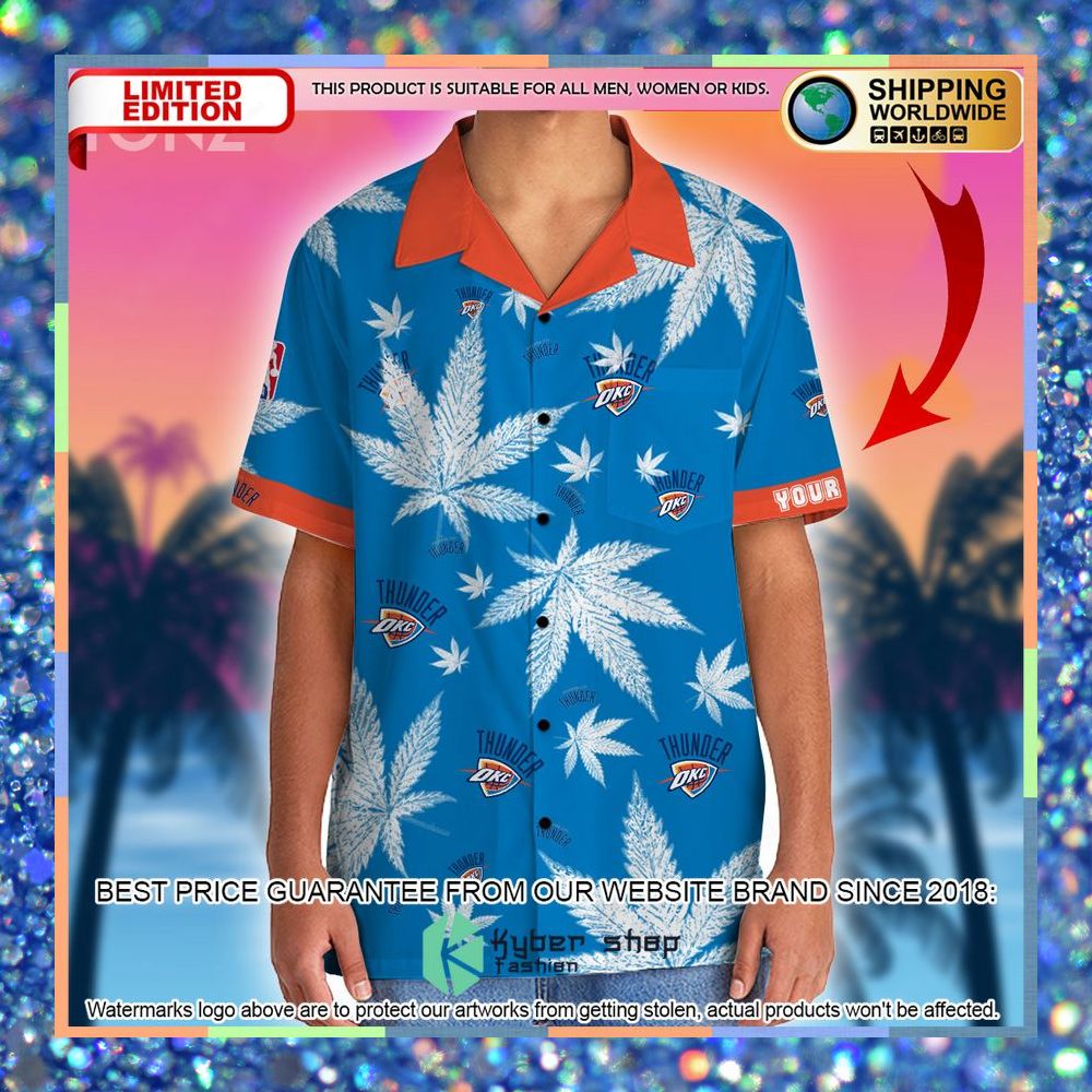Personalized Oklahoma City Thunder NBA Weed Cannabis Hawaiian Shirt, Short 4 personalized oklahoma city thunder nba weed cannabis hawaiian shirt short 2 846