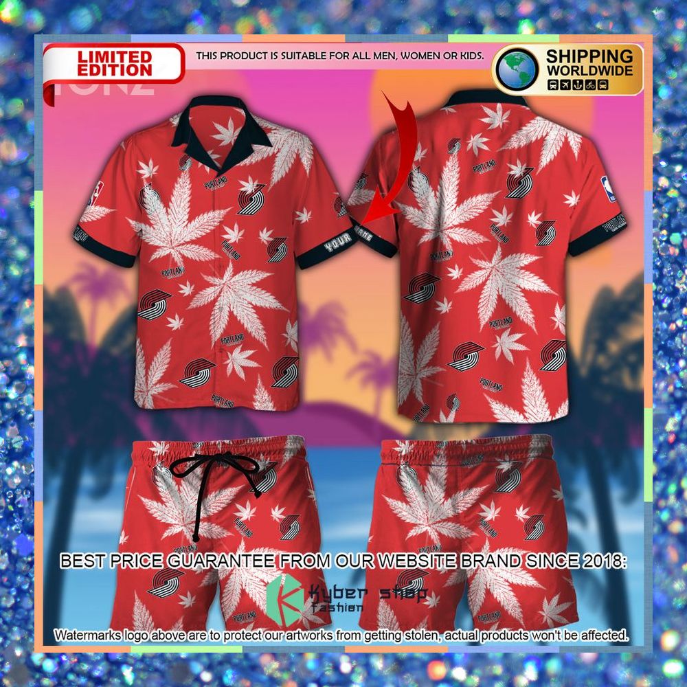 Personalized Portland Trail Blazers NBA Weed Cannabis Hawaiian Shirt, Short 3 personalized portland trail blazers nba weed cannabis hawaiian shirt short 1 983