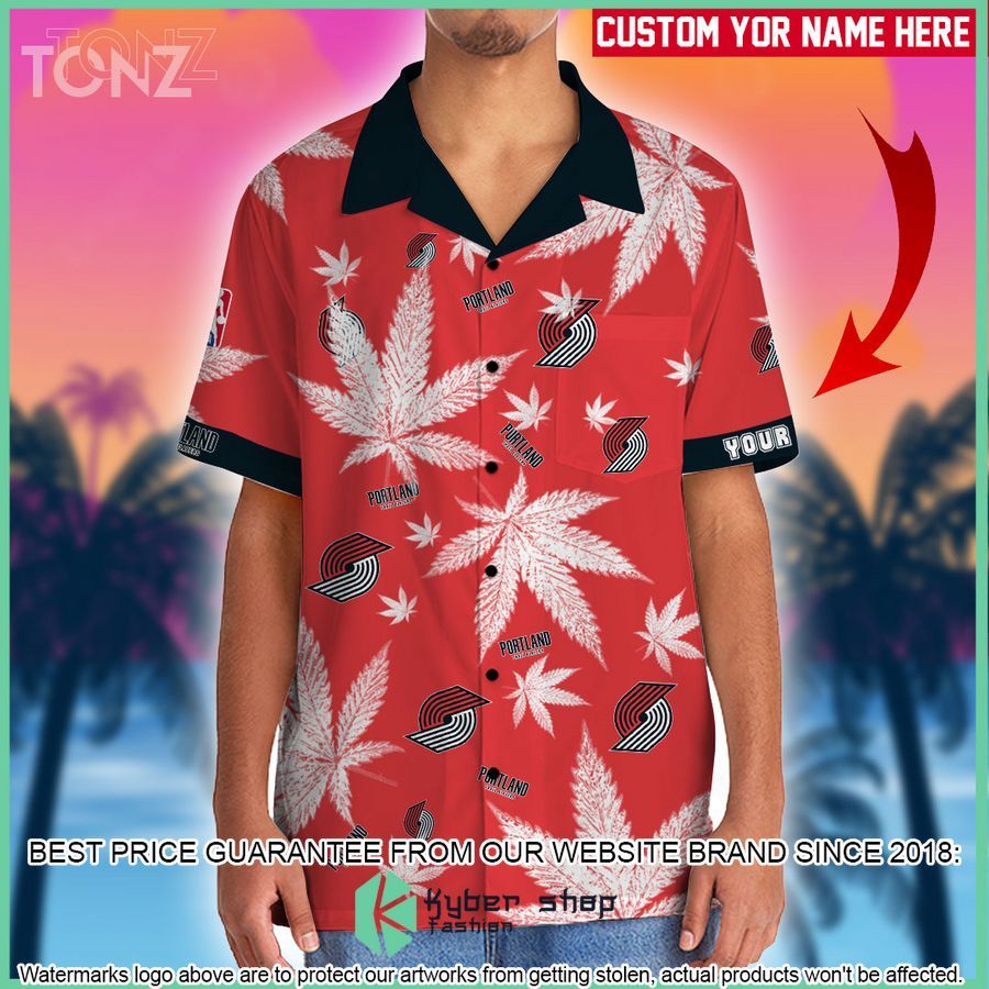 personalized portland trail blazers nba weed cannabis hawaiian shirt short 2 286