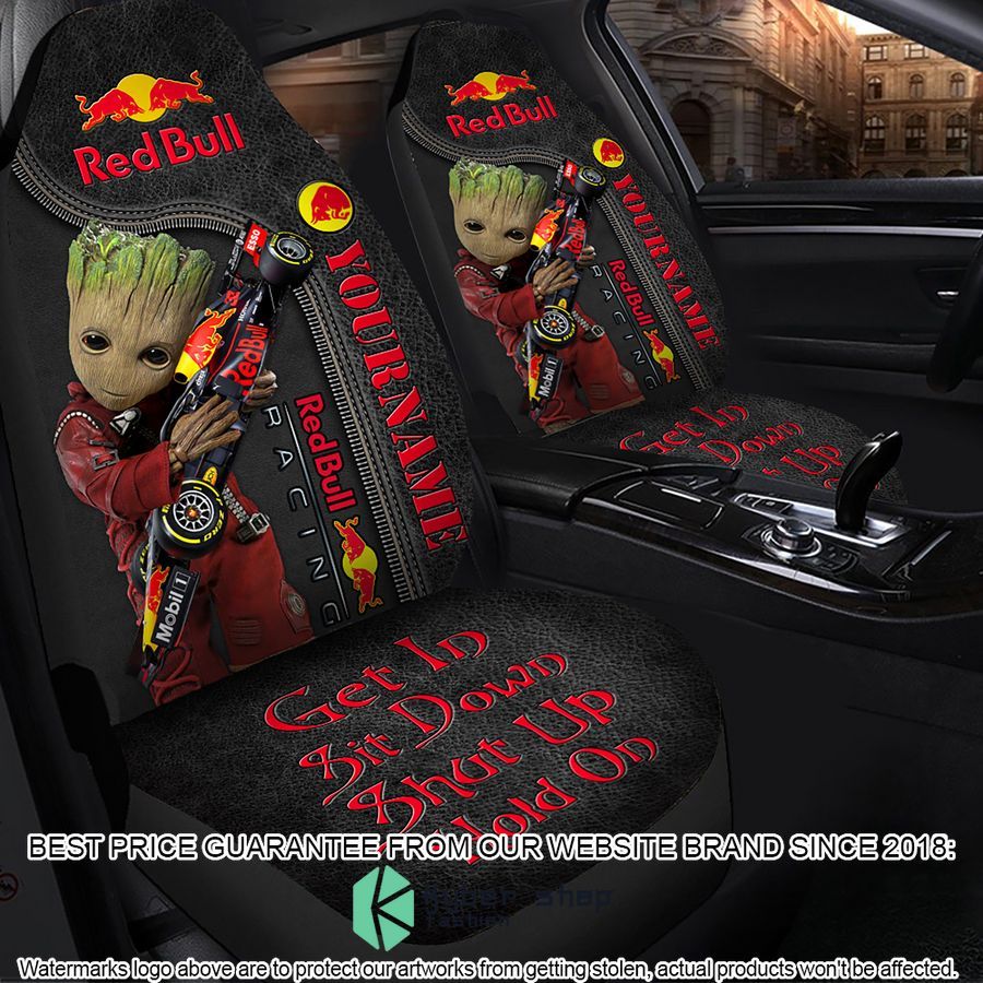 personalized red bull groot get in sit down car seat cover 1 352