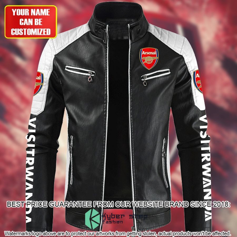 Personaziled Arsenal FC Fly Emirates white Color Motor Block Leather Jacket 3 personaziled arsenal fc fly emirates white color motor block leather jacket 3 962