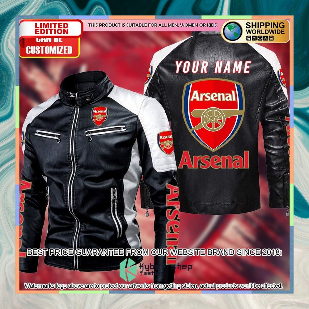 Personaziled Arsenal FC white Color Motor Block Leather Jacket 4 personaziled arsenal fc white color motor block leather jacket 1 52