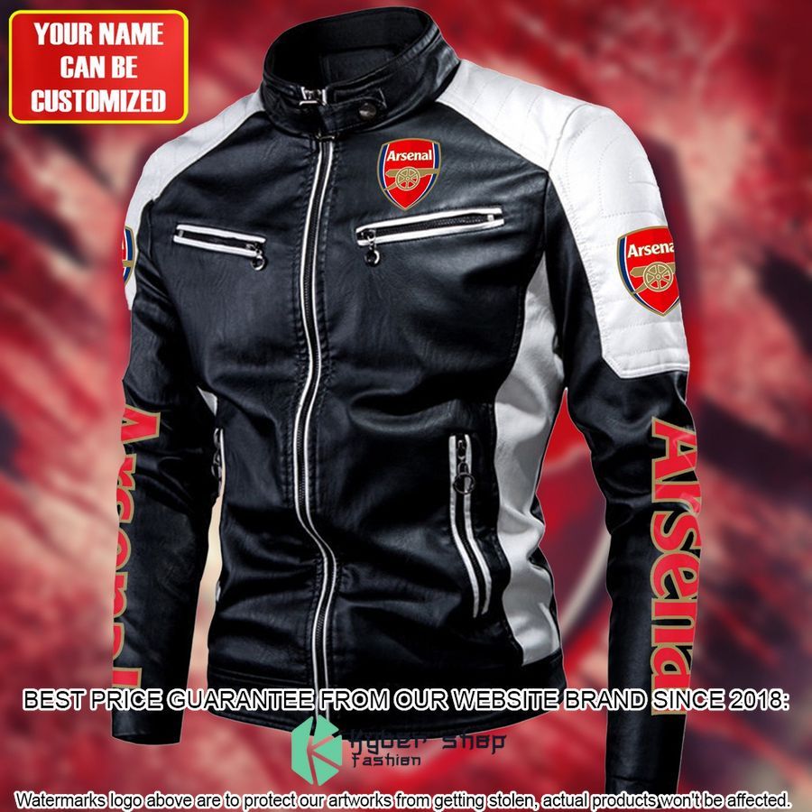 Personaziled Arsenal FC white Color Motor Block Leather Jacket 3 personaziled arsenal fc white color motor block leather jacket 3 999