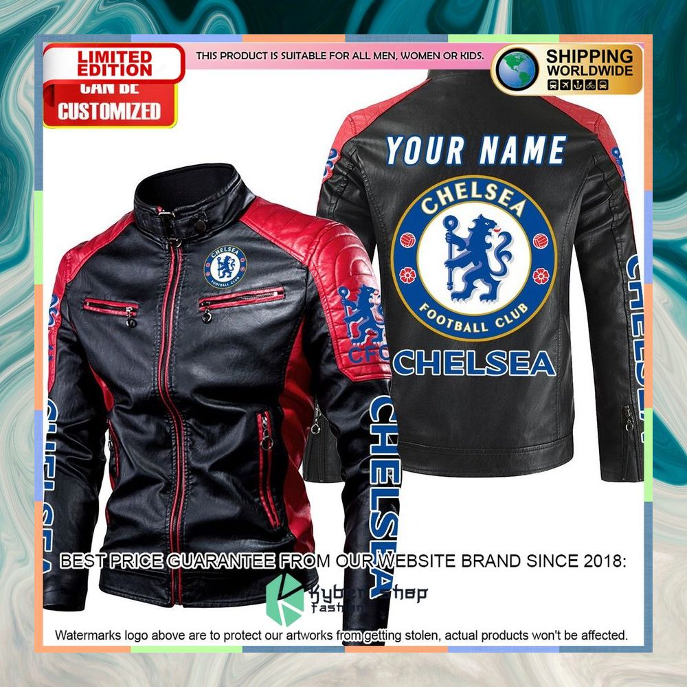 Personaziled Chelsea FC logo red Color Motor Block Leather Jacket 5 personaziled chelsea fc logo red color motor block leather jacket 2 102