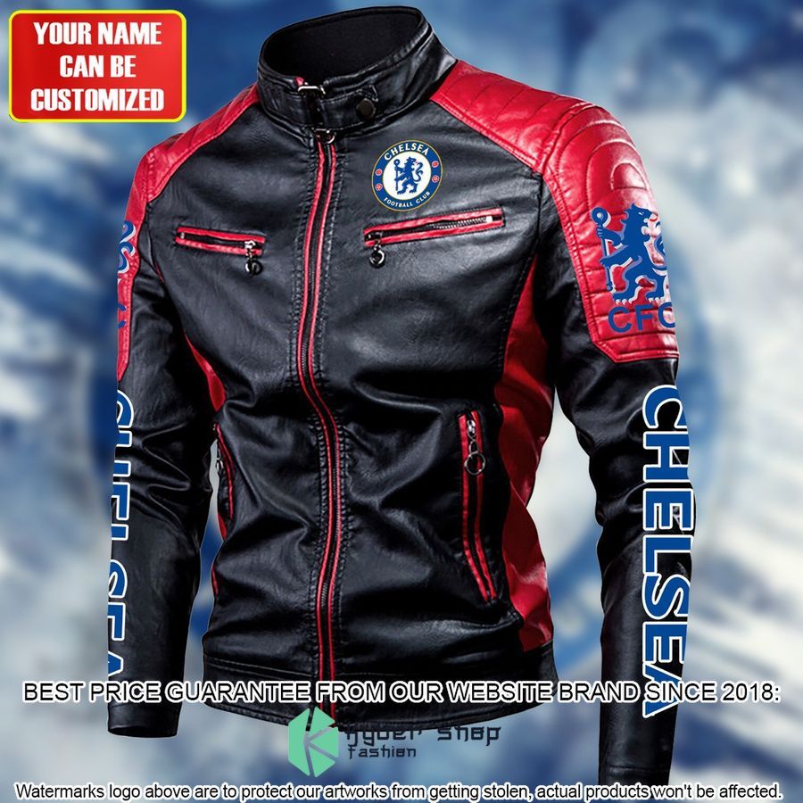 Personaziled Chelsea FC logo red Color Motor Block Leather Jacket 3 personaziled chelsea fc logo red color motor block leather jacket 3 483