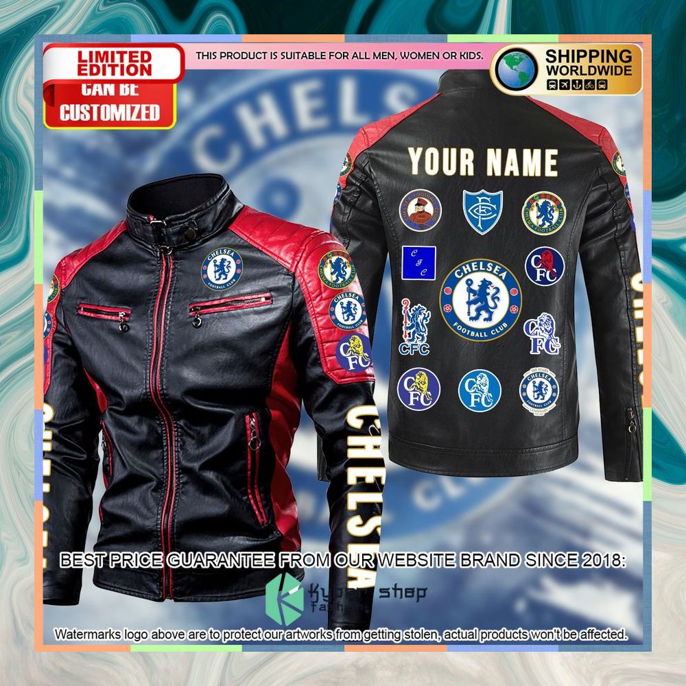 Personaziled Chelsea FC red Color Motor Block Leather Jacket 5 personaziled chelsea fc red color motor block leather jacket 1 489