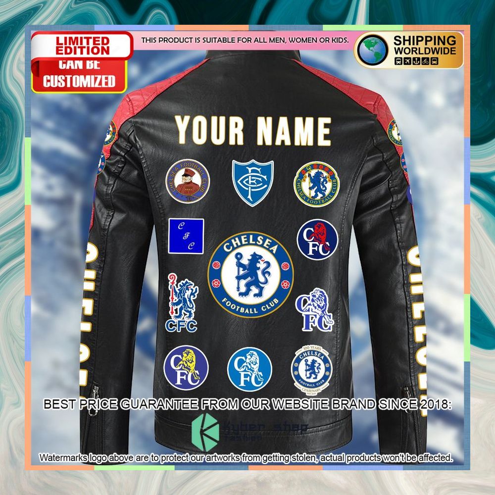 Personaziled Chelsea FC red Color Motor Block Leather Jacket 8 personaziled chelsea fc red color motor block leather jacket 4 331