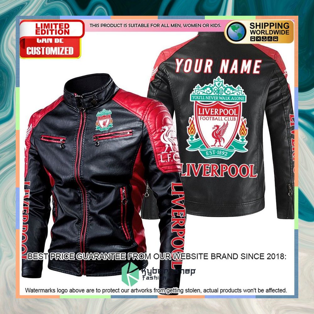 Personaziled Liverpool FC logo red Color Motor Block Leather Jacket 6 personaziled liverpool fc logo red color motor block leather jacket 2 558