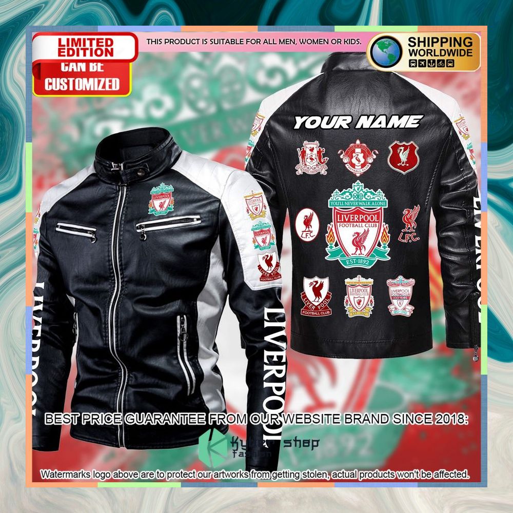 Personaziled Liverpool FC white Color Motor Block Leather Jacket 5 personaziled liverpool fc white color motor block leather jacket 1 622