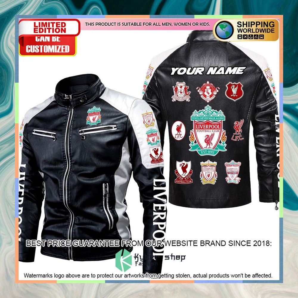 Personaziled Liverpool FC white Color Motor Block Leather Jacket 6 personaziled liverpool fc white color motor block leather jacket 2 802