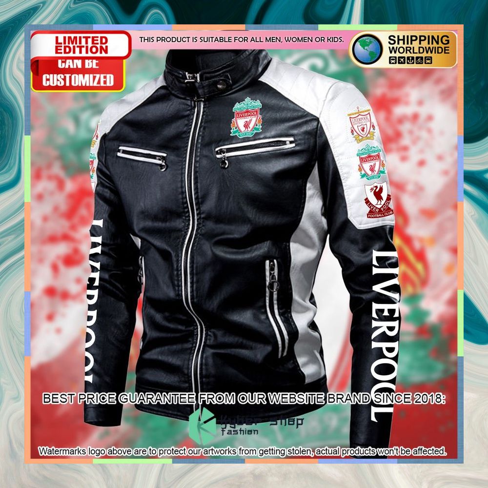 Personaziled Liverpool FC white Color Motor Block Leather Jacket 7 personaziled liverpool fc white color motor block leather jacket 3 567