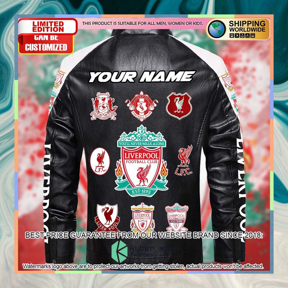 Personaziled Liverpool FC white Color Motor Block Leather Jacket 8 personaziled liverpool fc white color motor block leather jacket 4 930