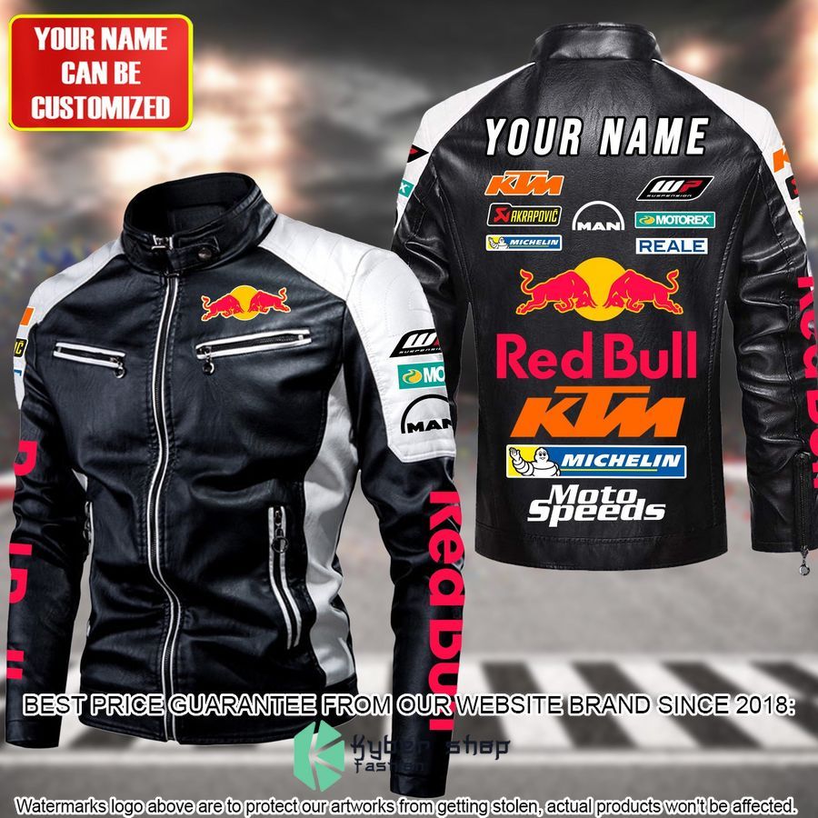 personaziled red bull ktm white hand color motor block leather jacket 1 13