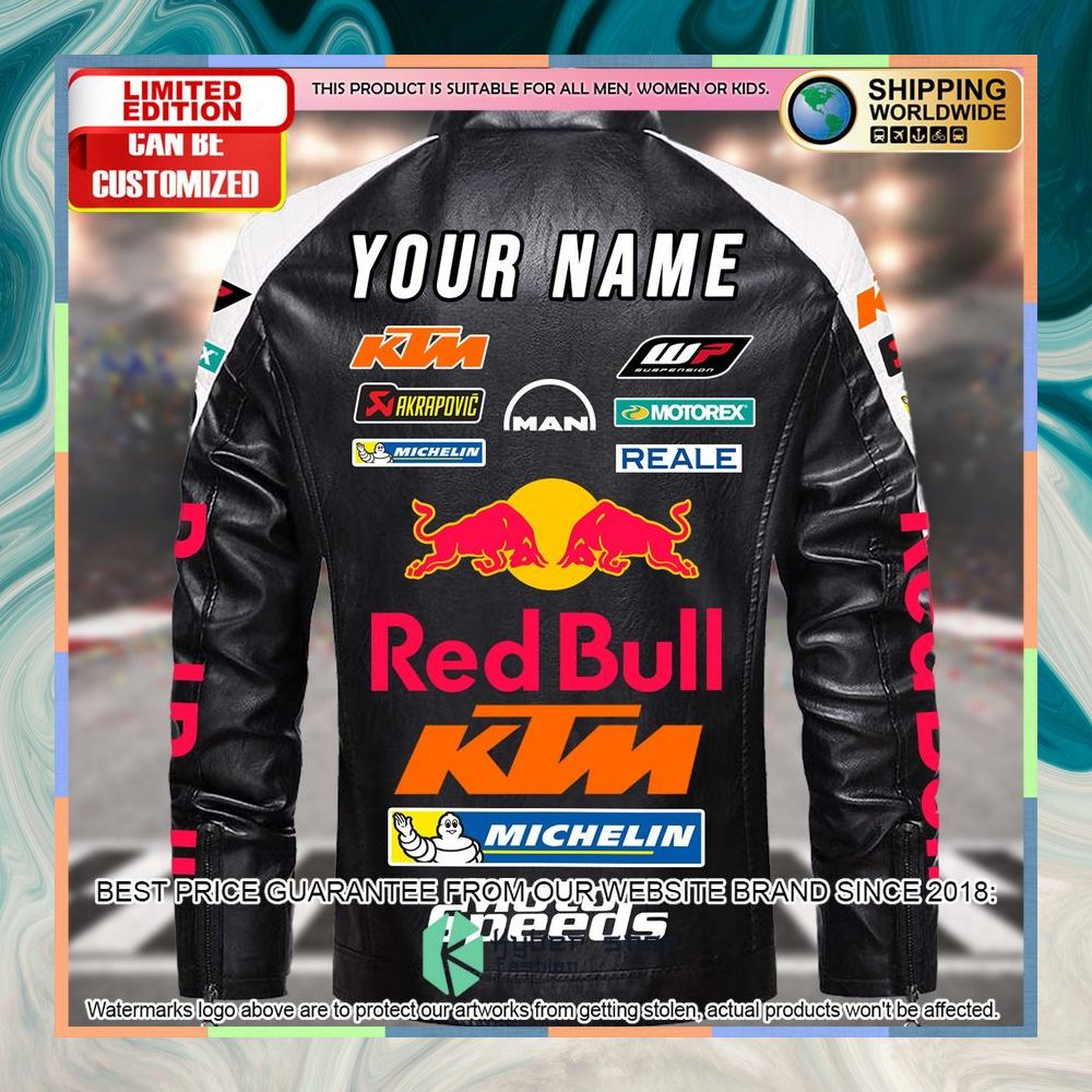 Personaziled Red Bull KTM White Hand Color Motor Block Leather Jacket 8 personaziled red bull ktm white hand color motor block leather jacket 4 224
