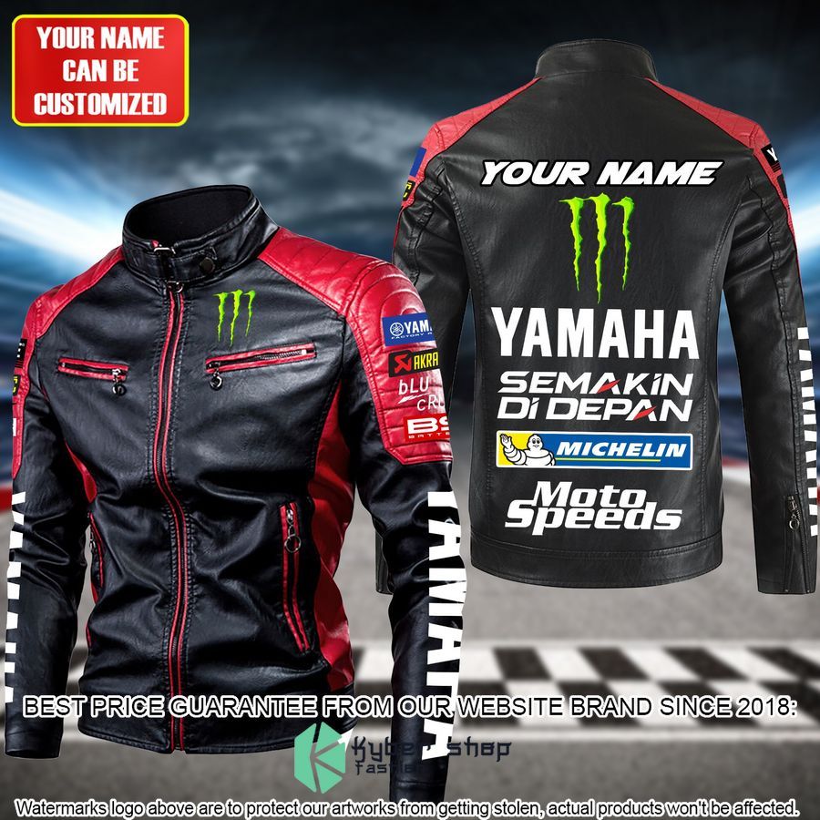 personaziled yamaha moto speeds red color motor block leather jacket 1 13