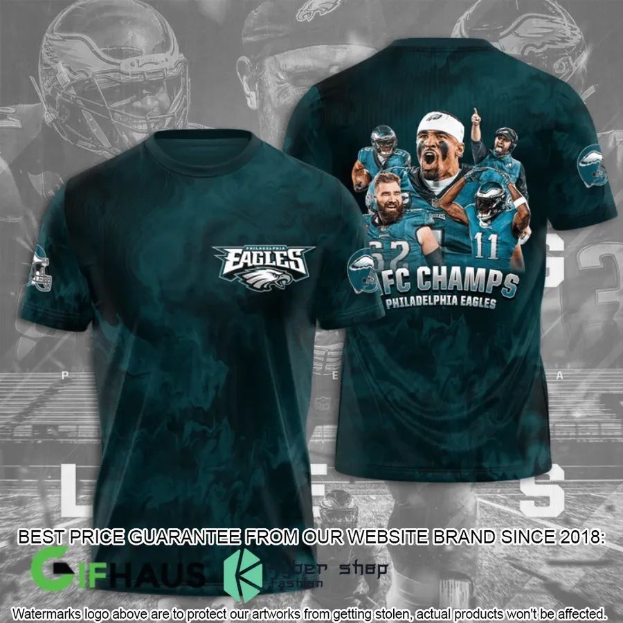 Philadelphia Eagles 2022 NFC Champions Players Green Shirt, Hoodie