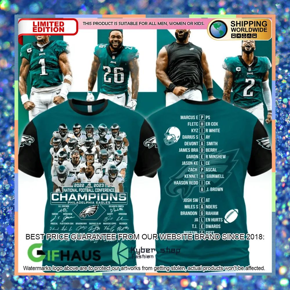 Philadelphia Eagles 2022 NFC Champions Signatures Shirt, Hoodie 5 Philadelphia Eagles 2022 NFC Champions Signatures Shirt, Hoodie word3