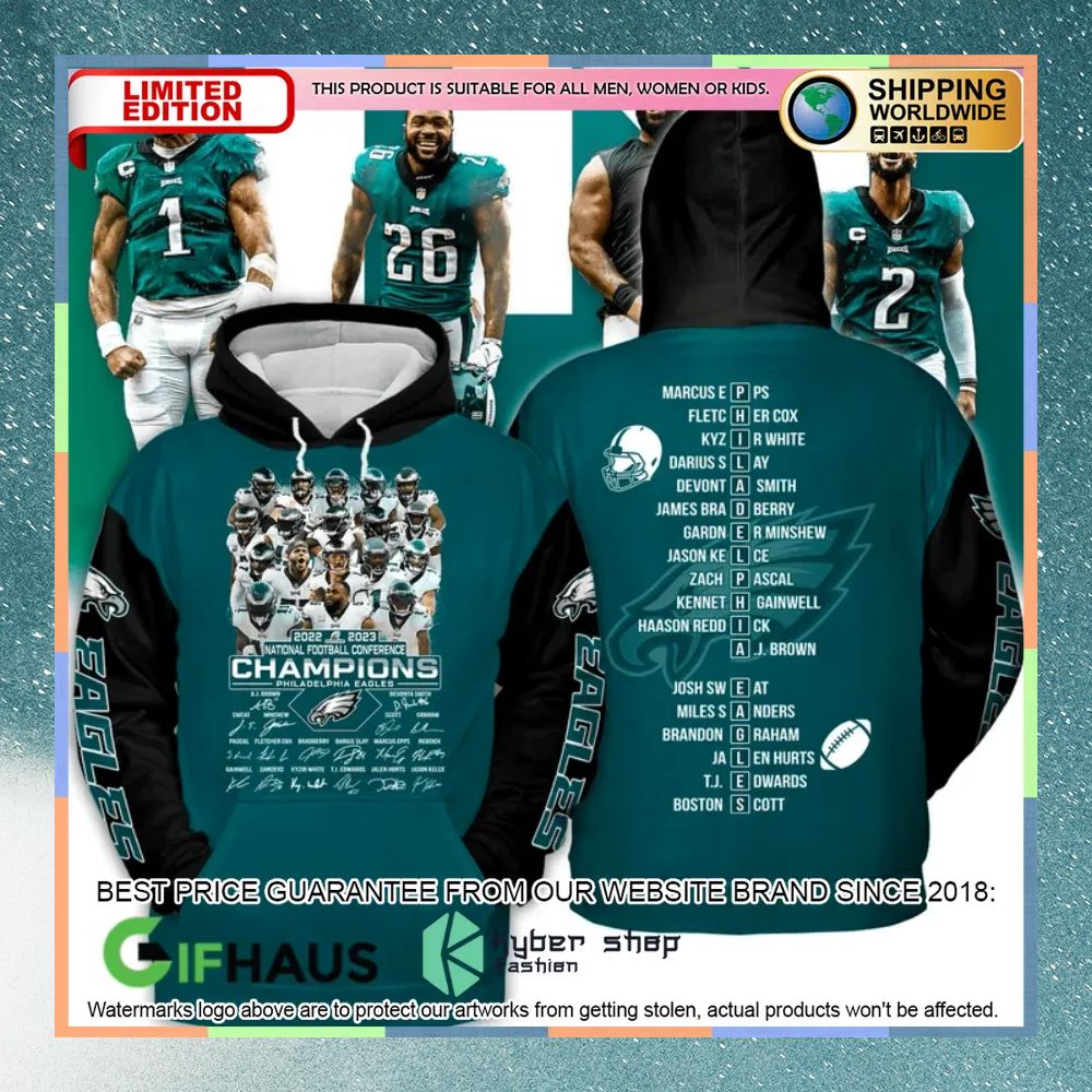Philadelphia Eagles Signature Players NFC Champions Shirt, Hoodie 3 Philadelphia Eagles Signature Players NFC Champions Shirt, Hoodie word3