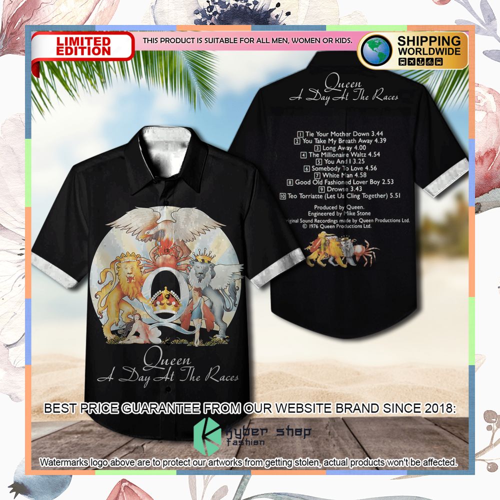 queen band a day at the races album hawaiian shirt 1 75