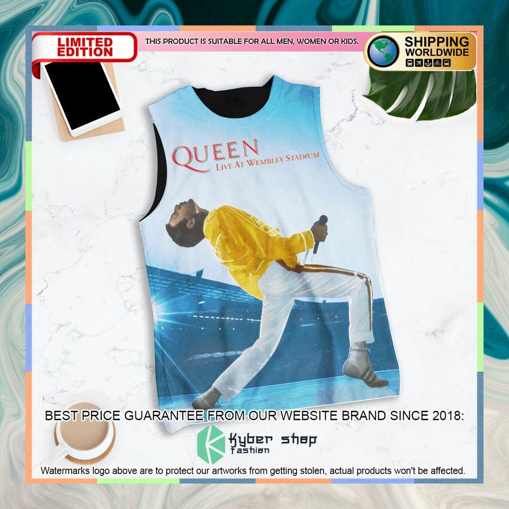 Queen Band Live At Wembley Stadium Tank Top 3 queen band live at wembley stadium tank top 1 459
