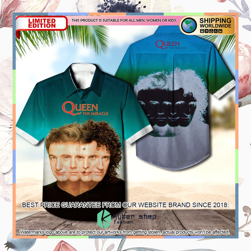 queen band the miracle dark green hawaiian shirt 1 523