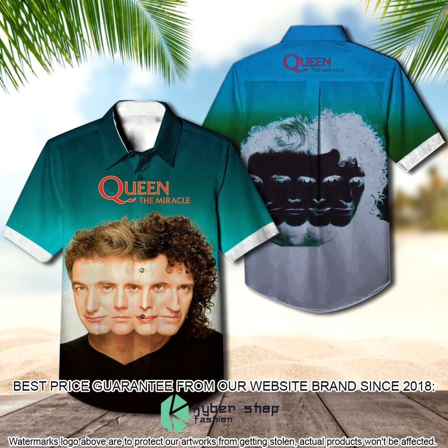queen band the miracle dark green hawaiian shirt 1 739