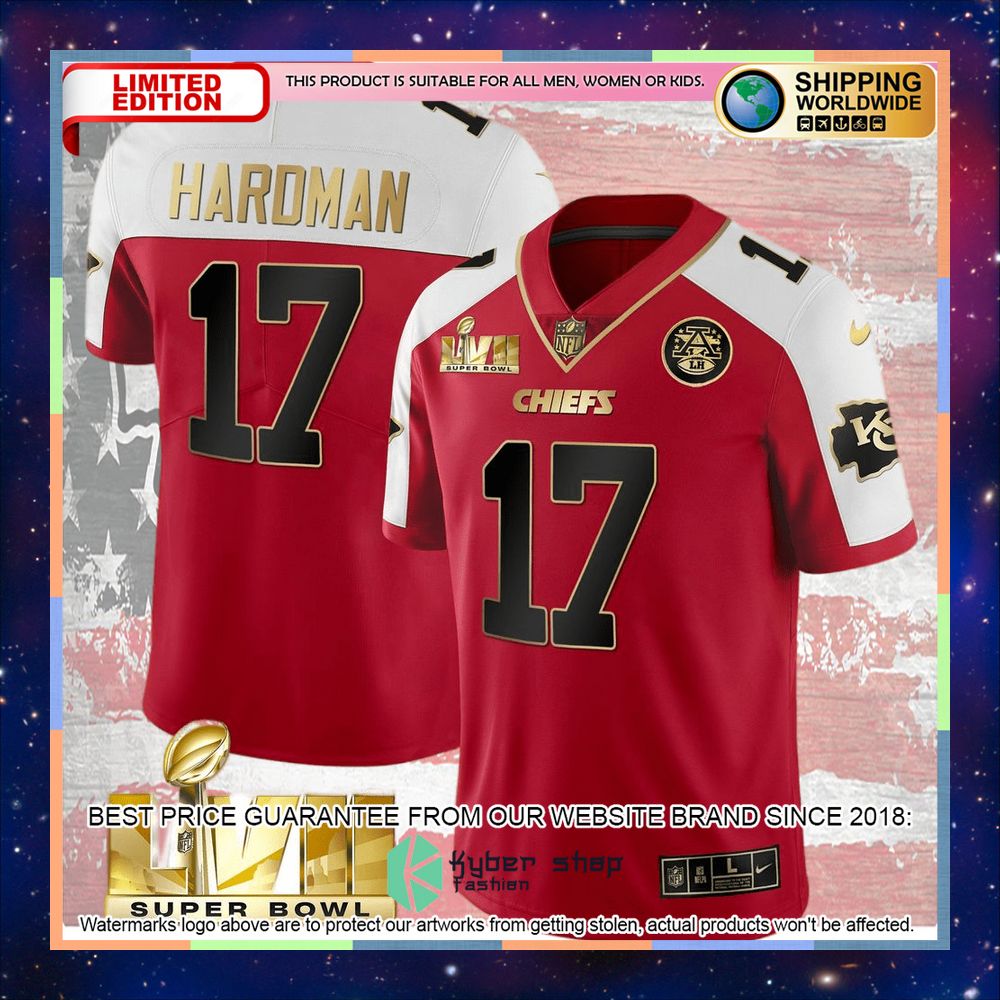 Red Alternate SUPER BOWL LVII Mecole Hardman 17 Football Jersey 6 red alternate super bowl lvii mecole hardman 17 football jersey 2 96