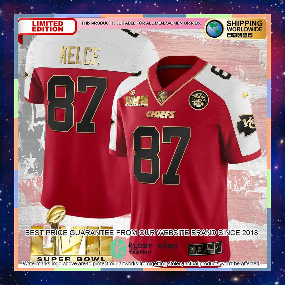 Red Alternate SUPER BOWL LVII Travis Kelce 87 Football Jersey 6 red alternate super bowl lvii travis kelce 87 football jersey 2 803