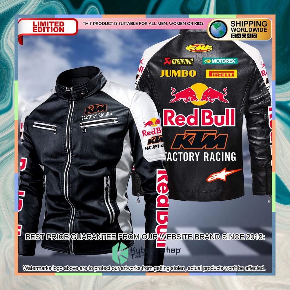 Red Bull KTM Factory Racing Color Motor Block Leather Jacket 4 red bull ktm factory racing color motor block leather jacket 1 678