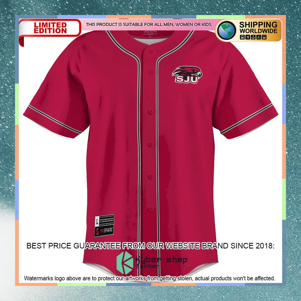 Saint Joseph's Hawks Crimson Baseball Jersey 6 Saint Joseph's Hawks Crimson Baseball Jersey word3
