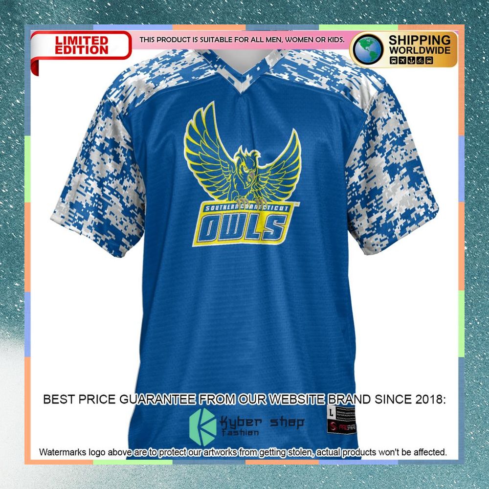 Southern Connecticut Owls Blue Football Jersey 6 Southern Connecticut Owls Blue Football Jersey word2