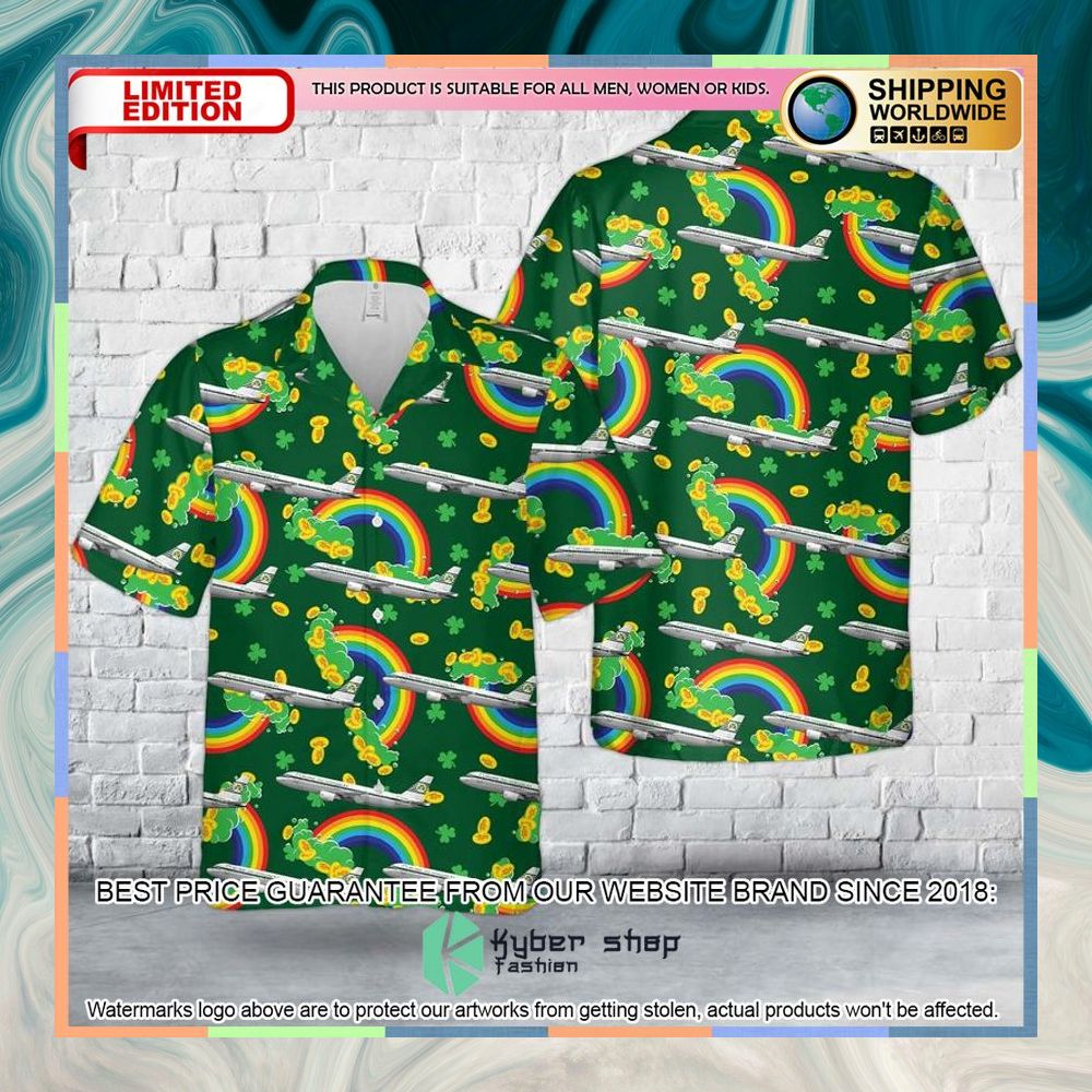 St. Patrick's Day Aer Lingus Retrojet St Colman Airbus A320-214 EI-DVM Hawaiian Shirt 3 St. Patrick's Day Aer Lingus Retrojet St Colman Airbus A320-214 EI-DVM Hawaiian Shirt word2