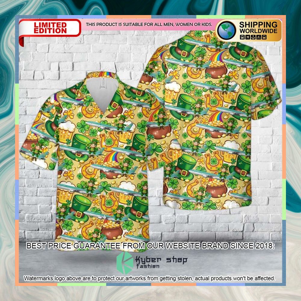 St. Patrick's Day Aer Lingus St Patrick Airbus A330-302 EI-ELA Hawaiian Shirt 3 St. Patrick's Day Aer Lingus St Patrick Airbus A330-302 EI-ELA Hawaiian Shirt word2