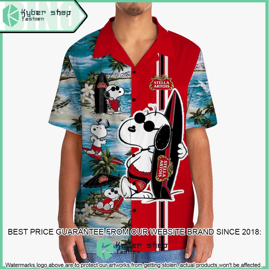 stella artois snoopy hawaiian shirt and shorts 2 656