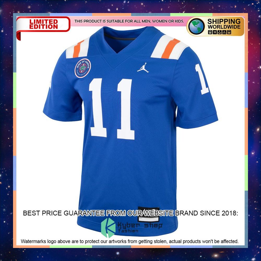 Steve Spurrier Florida Gators Jordan Brand Alternate Ring of Honor Royal Football Jersey 6 Steve Spurrier Florida Gators Jordan Brand Alternate Ring of Honor Royal Football Jersey word1