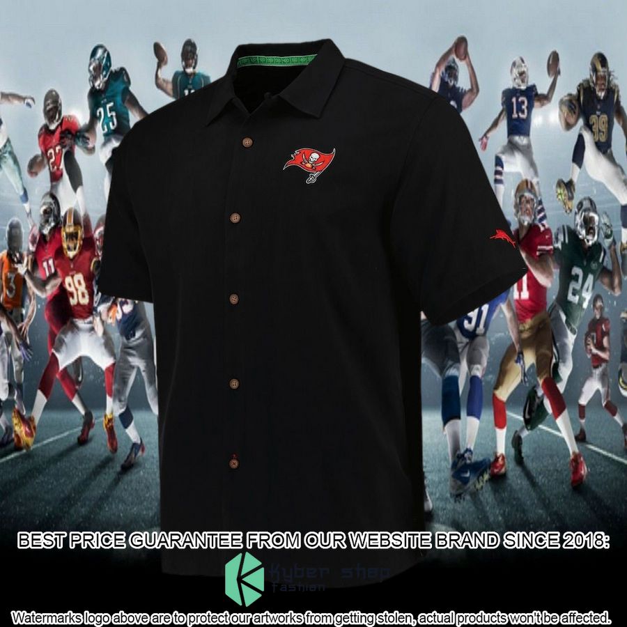 Tampa Bay Buccaneers Tommy Bahama Black Top of Your Game Camp Hawaiian Shirt 5 Tampa Bay Buccaneers Tommy Bahama Black Top of Your Game Camp Hawaiian Shirt word1