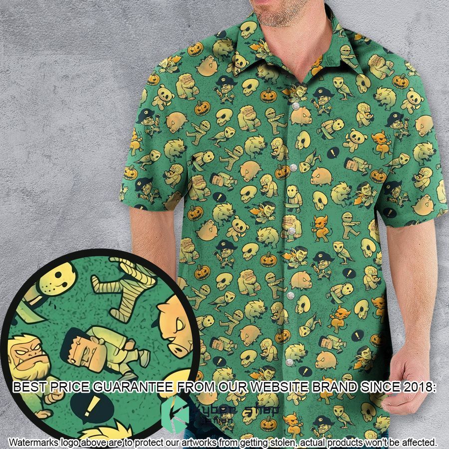 Terror Attack Cute Horror Characters Halloween Hawaiian Shirt