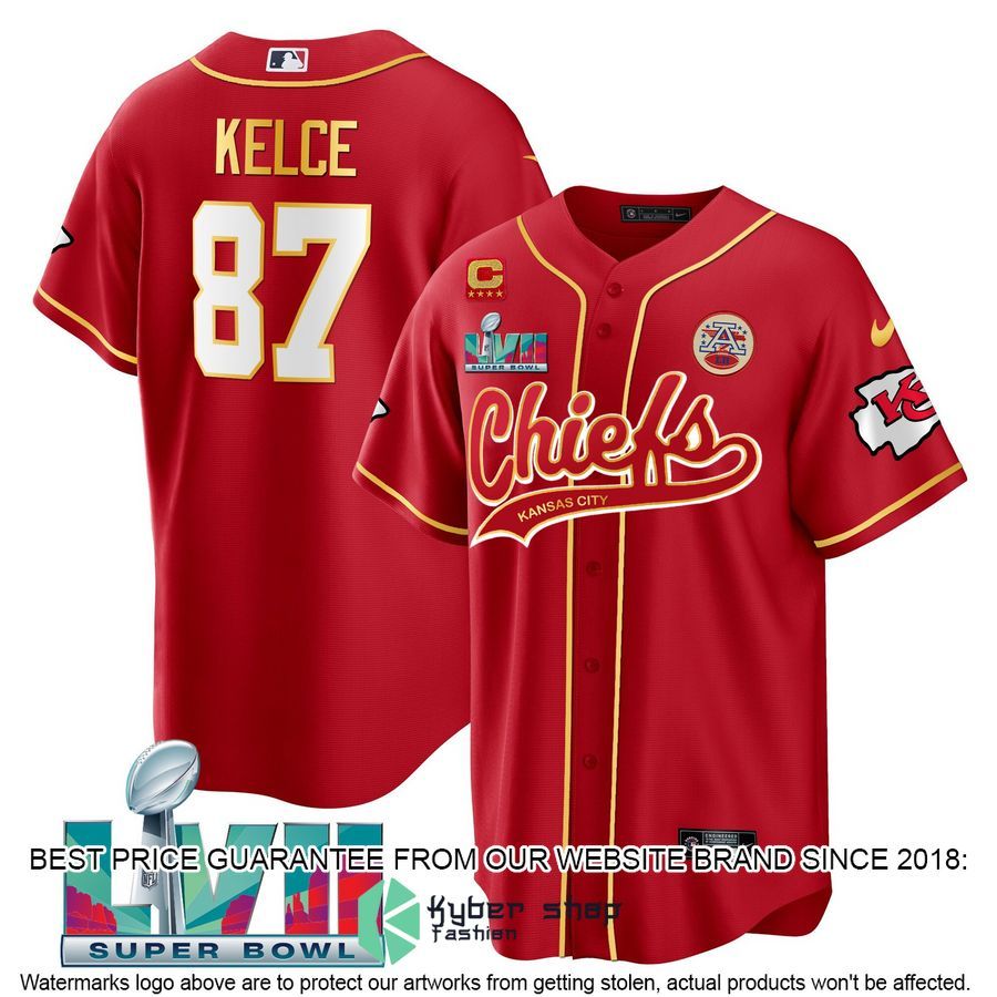 travis kelce 87 kansas city chiefs super bowl lvii baseball jersey 1 360