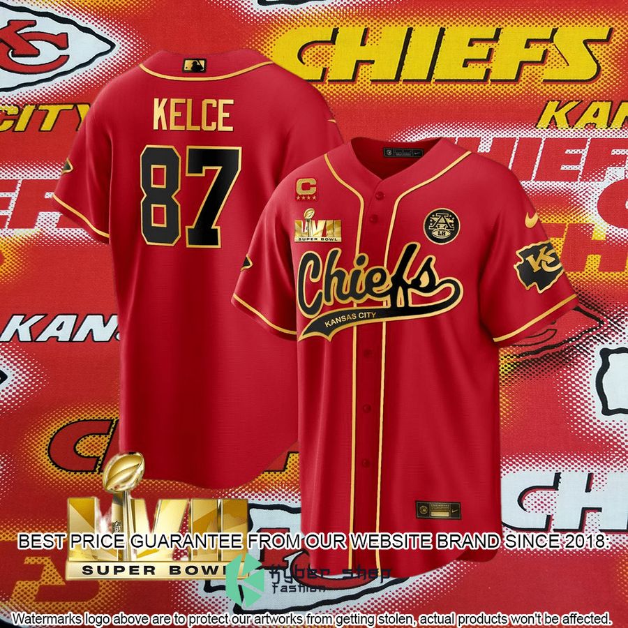 travis kelce 87 super bowl lvii kansas city chiefs baseball jersey 2 569