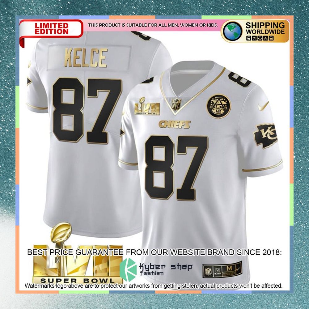 Travis Kelce 87 Super Bowl LVII Kansas City Chiefs Black White Alternate  Football Jersey • Kybershop