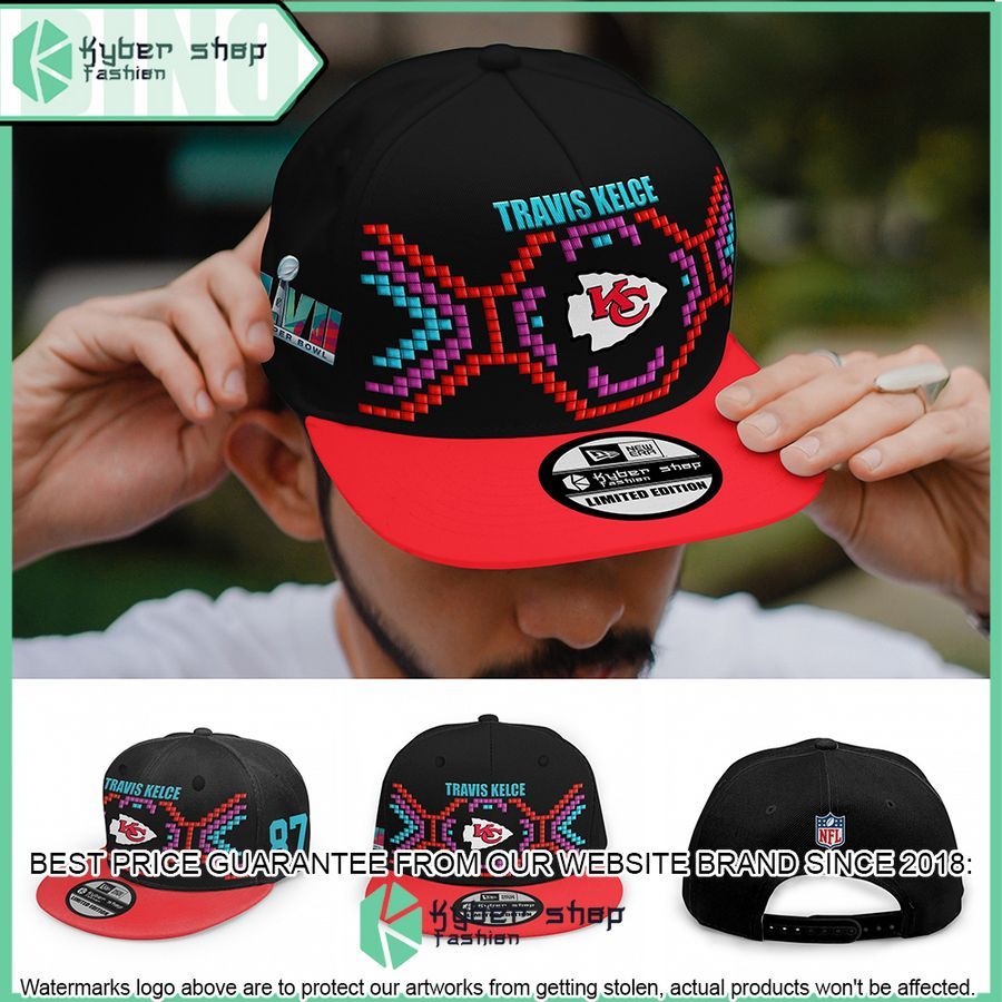 Travis Kelce 87 Tight End Kansas City Chiefs Super Bowl LVII Tarmac Cap 7 travis kelce 87 tight end kansas city chiefs super bowl lvii tarmac cap 7 989