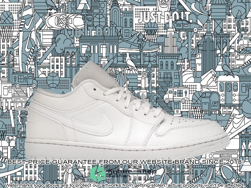 Triple White Tumbled Leather Air Jordan 1 Low