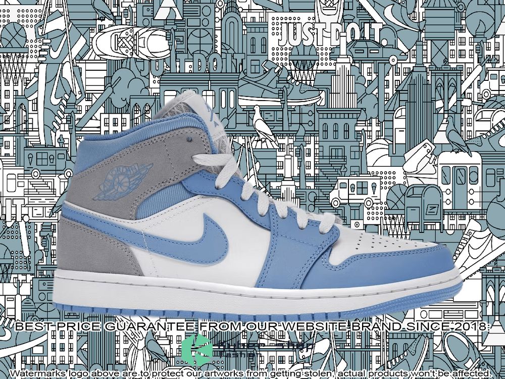 University Blue Grey Air Jordan 1 Mid