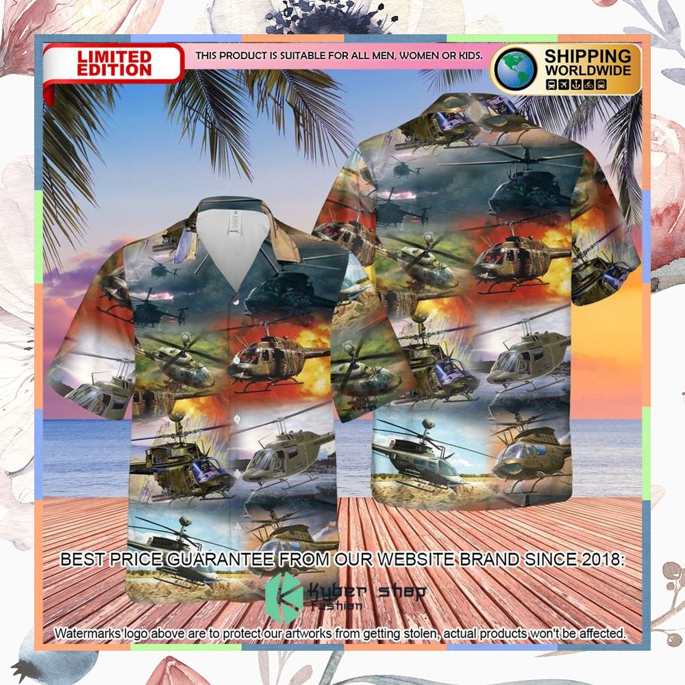 US Army Bell OH-58 Kiowa helicopter Hawaiian Shirt 3 US Army Bell OH-58 Kiowa helicopter Hawaiian Shirt word2