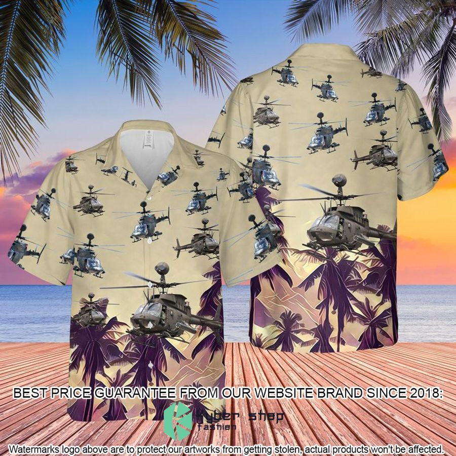 US Army Bell OH-58 Kiowa Helicopter Palm Tree Hawaiian Shirt