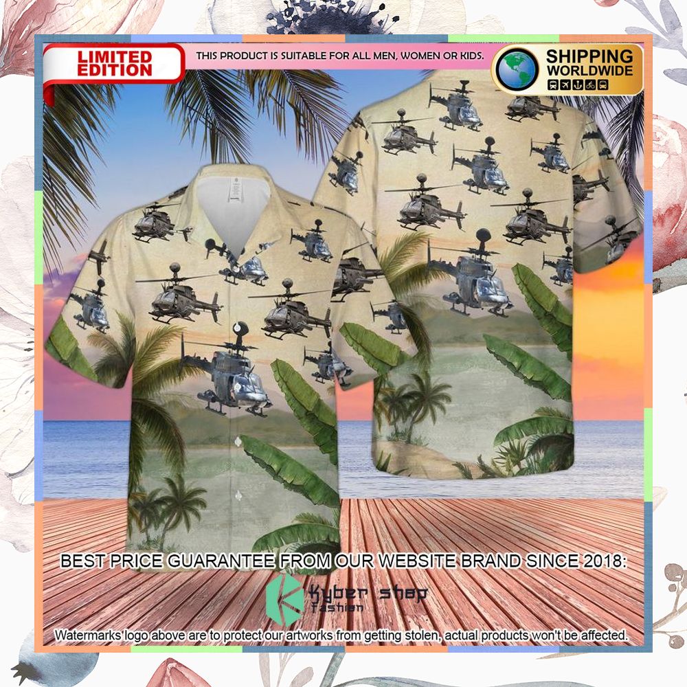US Army Bell OH-58 Kiowa palm tree Hawaiian Shirt 3 US Army Bell OH-58 Kiowa palm tree Hawaiian Shirt word3