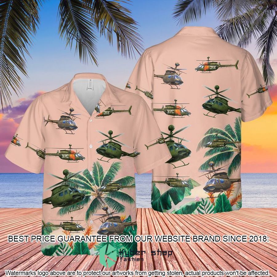 US Army Bell OH-58 Kiowa palm tree pink Hawaiian Shirt
