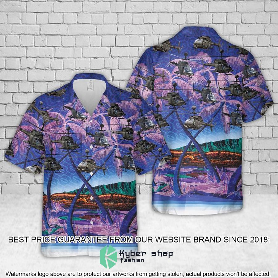 US Army Bell OH-58 Kiowa purple Hawaiian Shirt