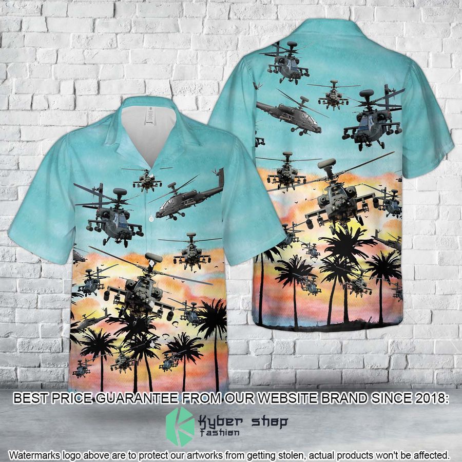 US Army Boeing AH-64 Apache blue Hawaiian Shirt