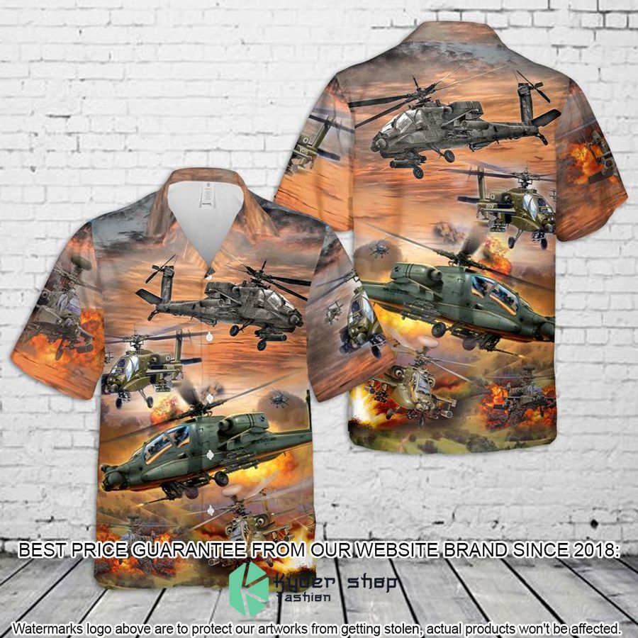 US Army Boeing AH-64 Apache orange Hawaiian Shirt